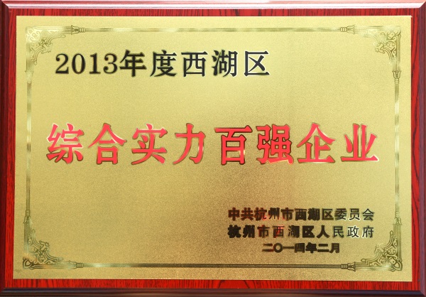 2013年度西湖區(qū)綜合實力百強企業(yè)
